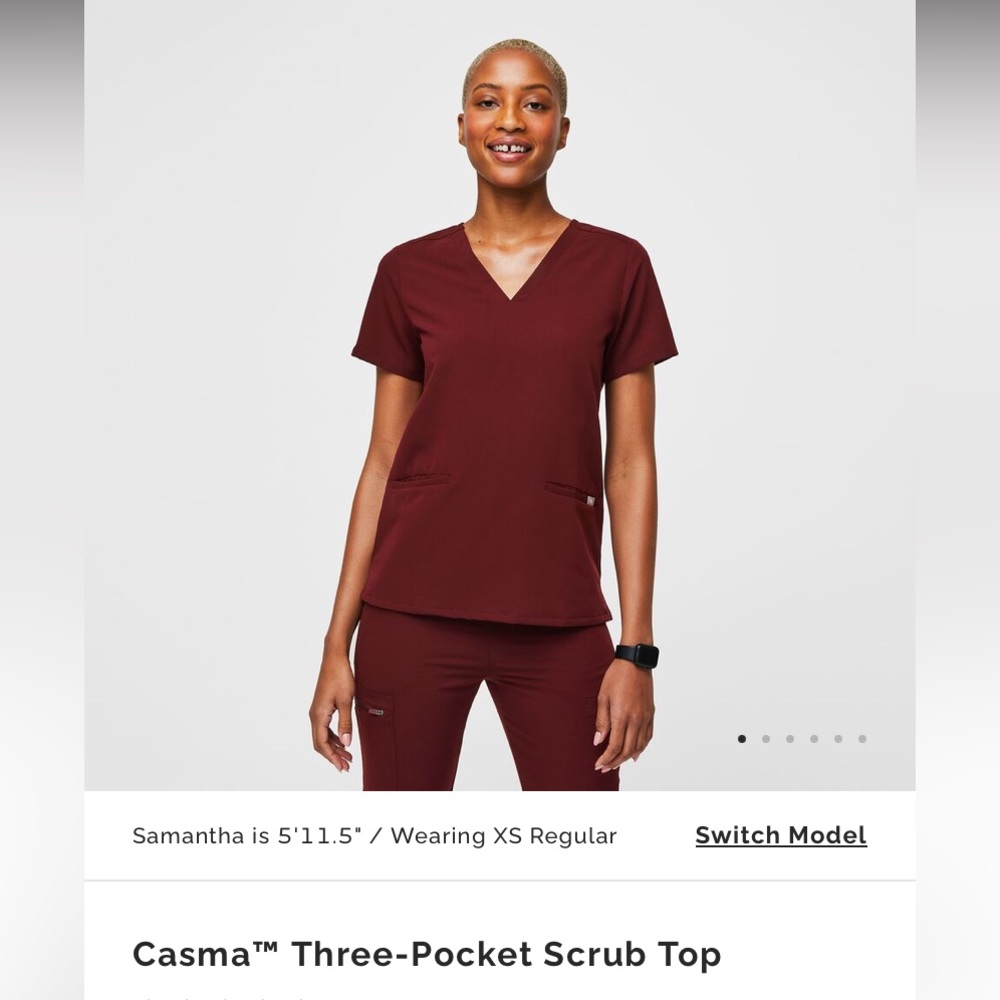 FIGS Burgundy Casma Scrub Top